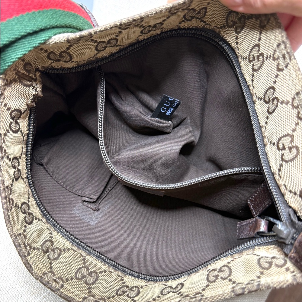 Gucci authentic brown monogram canvas crossbody bag ribbon strap small - Picture 14 of 16